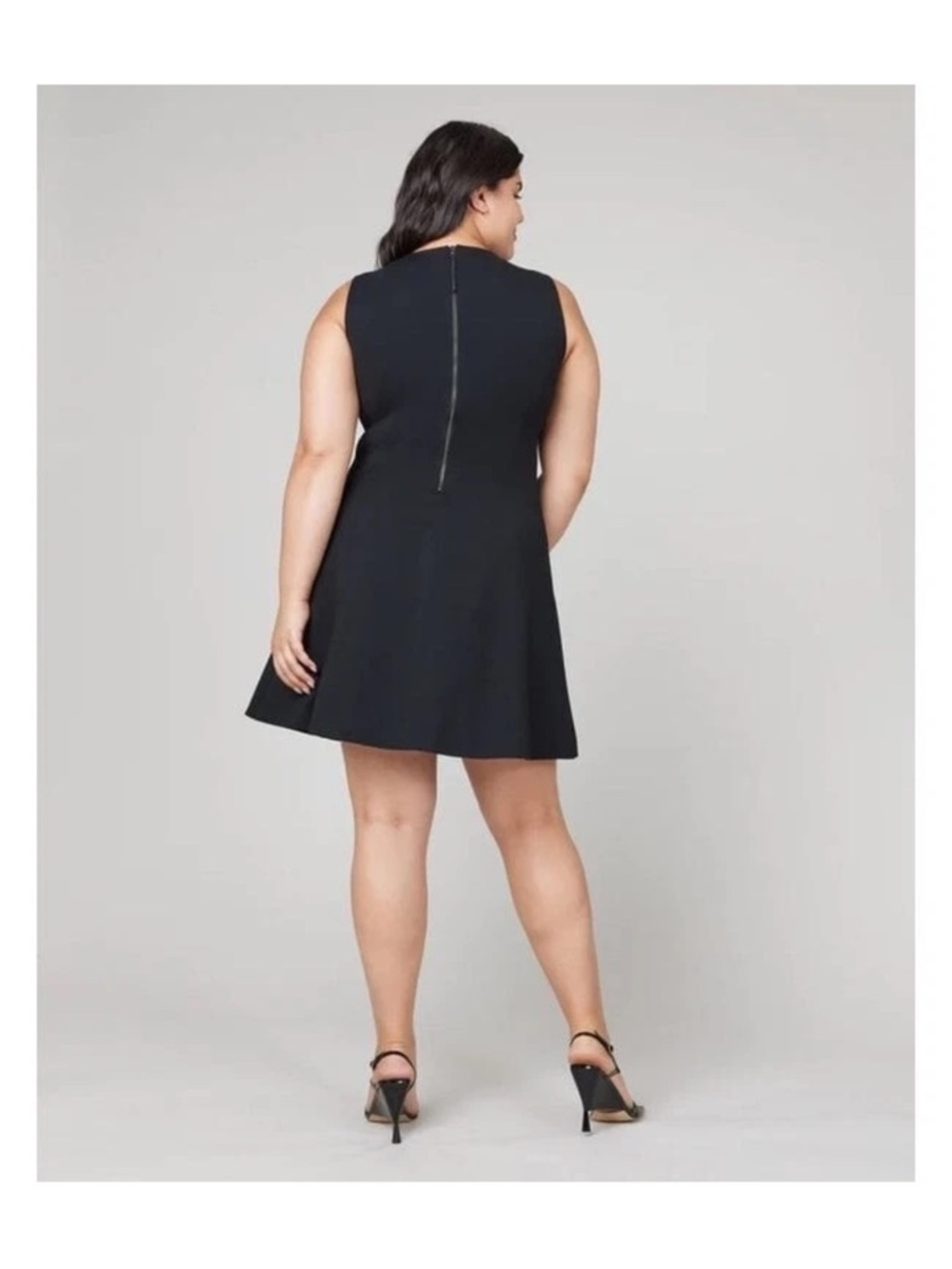 Spanx Size L The Perfect Fit & Flare Black Ponte Sleeveless skater Dress 20381R - Picture 2 of 10